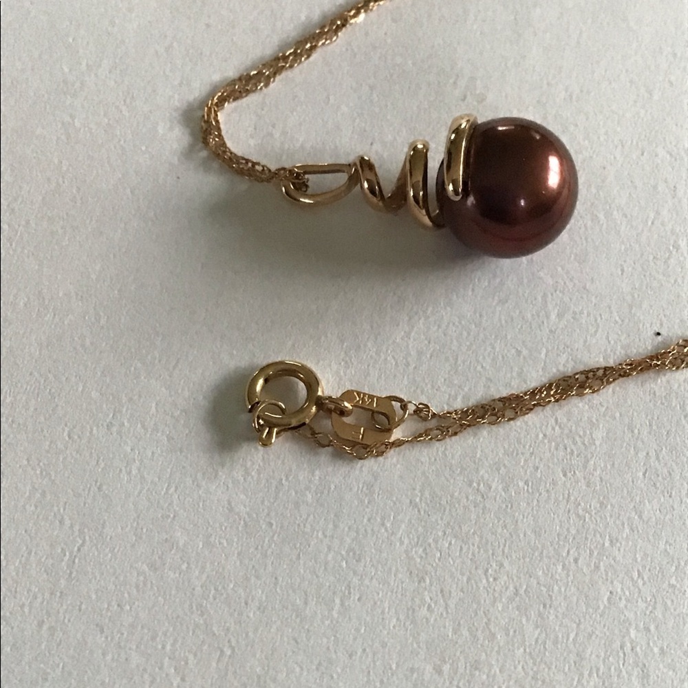 14K Rose Gold Rosey Chocolate Pearl Necklace Wow - Picture 5 of 9
